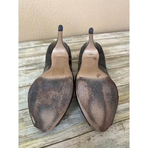 Valentino Garavani Black Patent Lace Peep Toe Pumps Heels Size 37.5 (7.5 US) - Picture 11 of 12